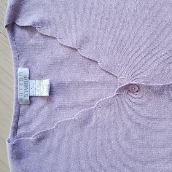 Sutton Studio Sweaters - Sutton Studio Vintage Lilac Short Sleeve Cardigan